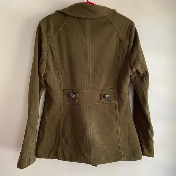 Yoki Olive Green Pea Coat with Fleece Lining Size L - Picture 3 of 4